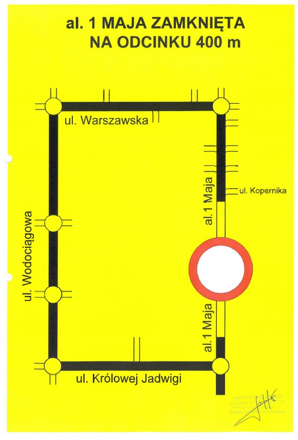 aLEJA 1 mAJA PRZEBUDOWA SCHEMAT OBJAZDU