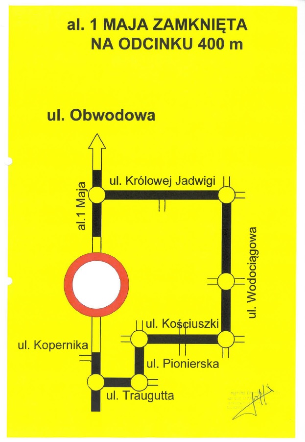 aLEJA 1 mAJA PRZEBUDOWA SCHEMAT OBJAZDU