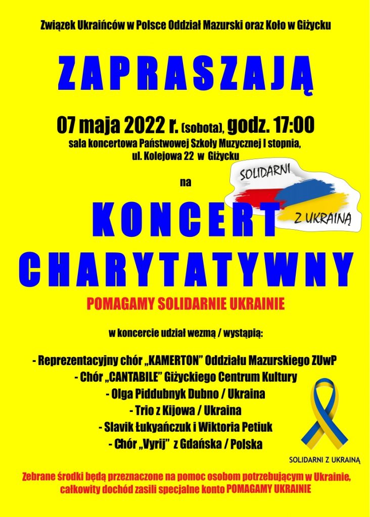 plakat koncert charytatywny "pomagamy ukrainie"