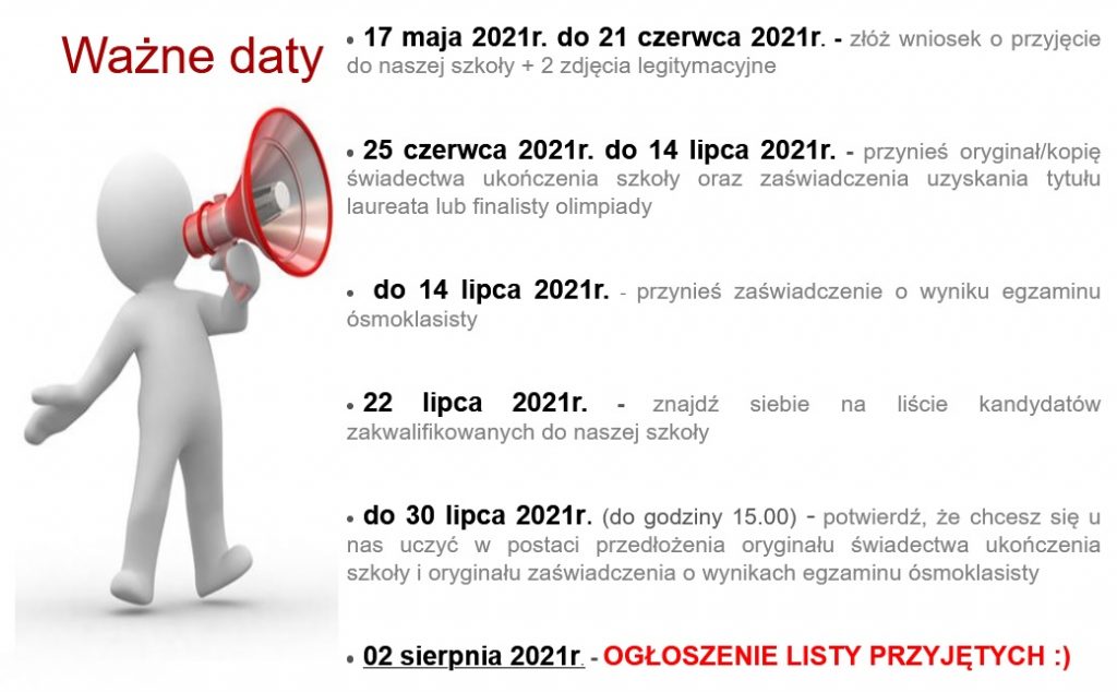 nabór I LO - ważne daty