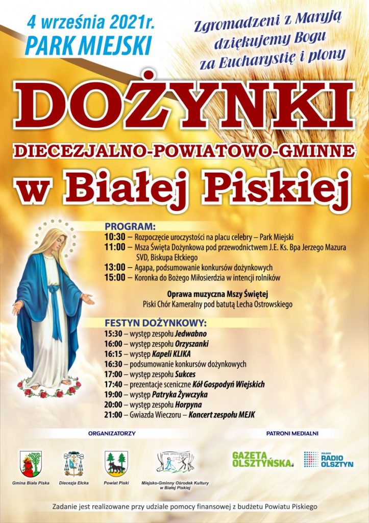 plakat dożynek diecezjalnych w białej piskiej