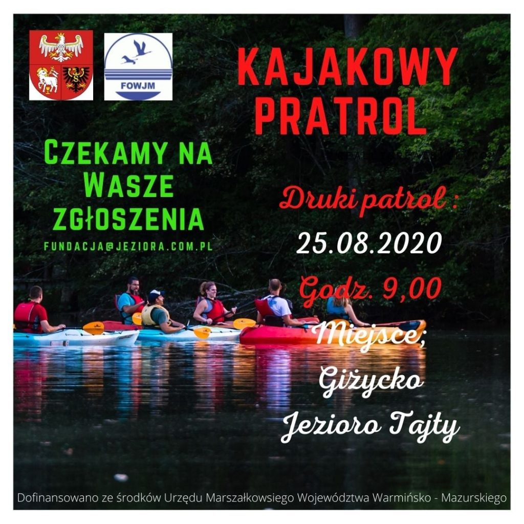 plakat wydarzenia kajakowy patrol