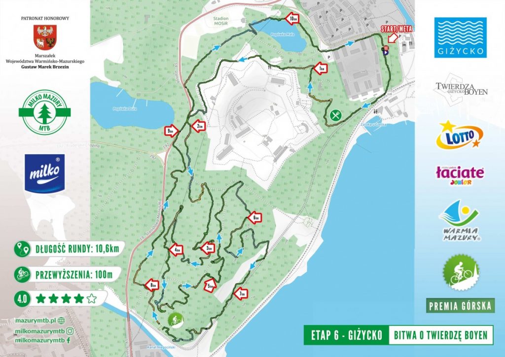 mapa wyścigu milko mazury mtb w giżycku