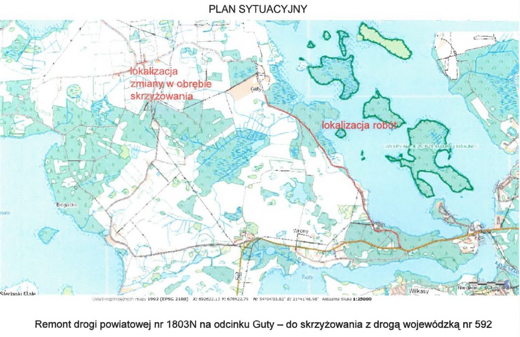 mapa - przebudowa drogi guty 