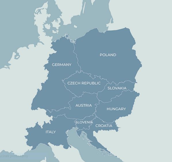mapa programu Interreg Europa Środkowa