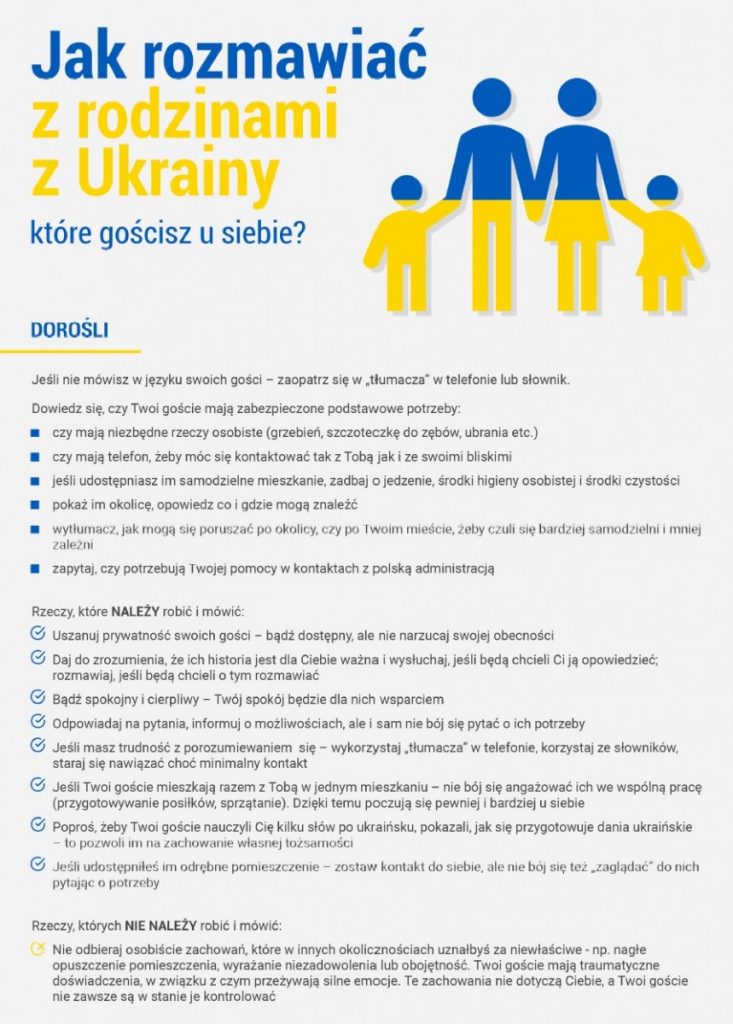 jak rozmawiac z rodzinami z ukrainy ulotka