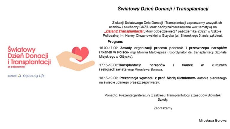 Zaproszenie na „Dzień z Transplantacją”