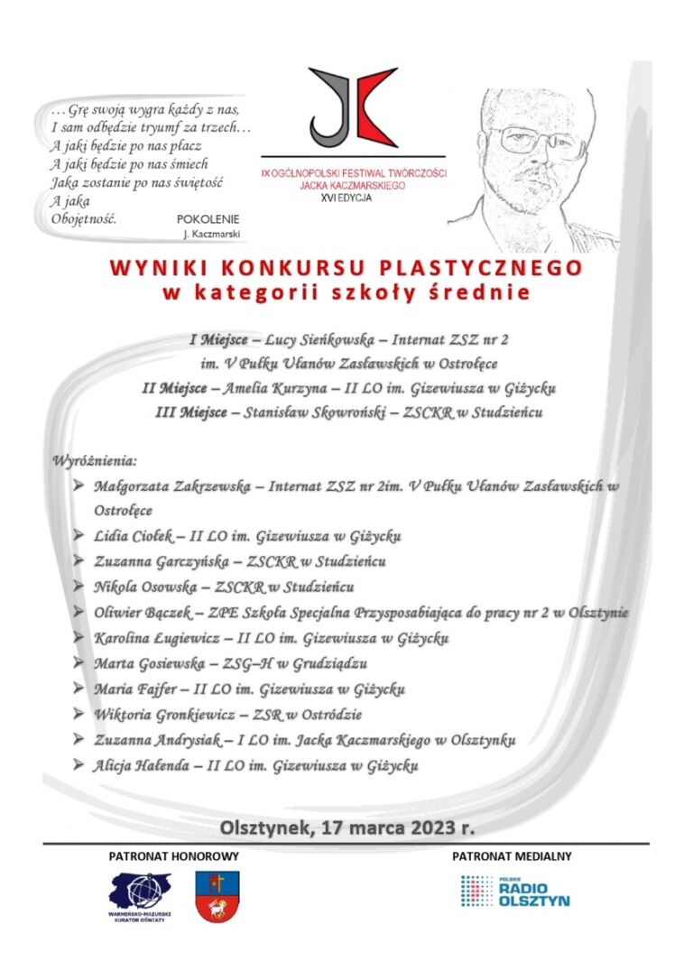 XVI edycja Ogólnopolskiego Festiwalu Twórczości Jacka Kaczmarskiego