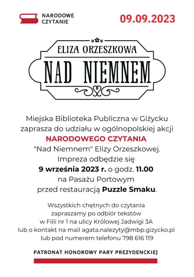 Zapraszamy do Narodowego Czytania „Nad Niemnem”