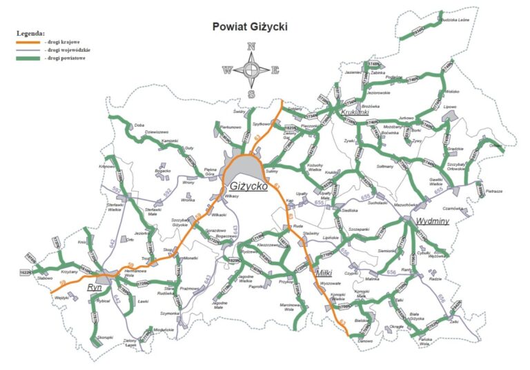 zdjęcie - mapa dróg powiatowych, drogi powiatowe