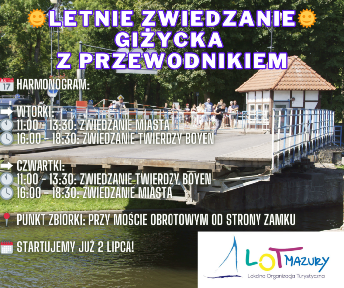 letnie zwiedzanie giżycka plakat