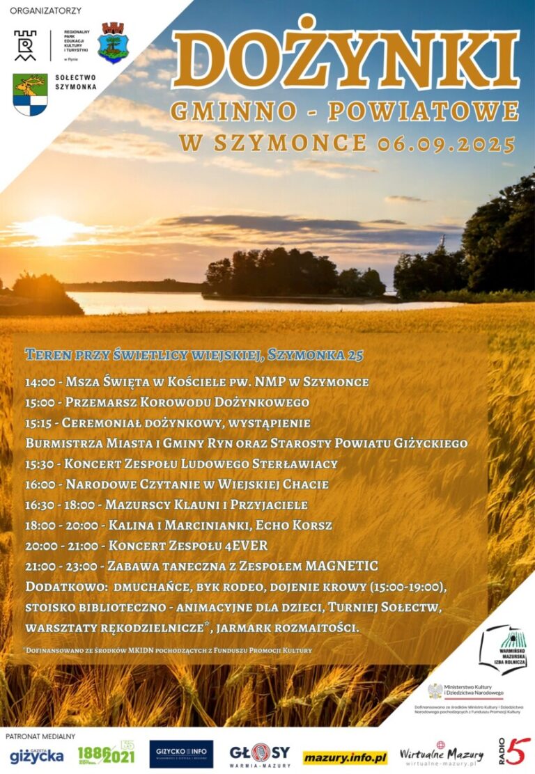 Zapraszamy na Dożynki Gminno-Powiatowe do Szymonki