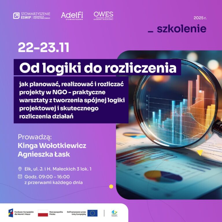 Zaproszenie na szkolenie pt. „Od logiki do rozliczenia: jak planować, realizować i rozliczać projekty w NGO”
