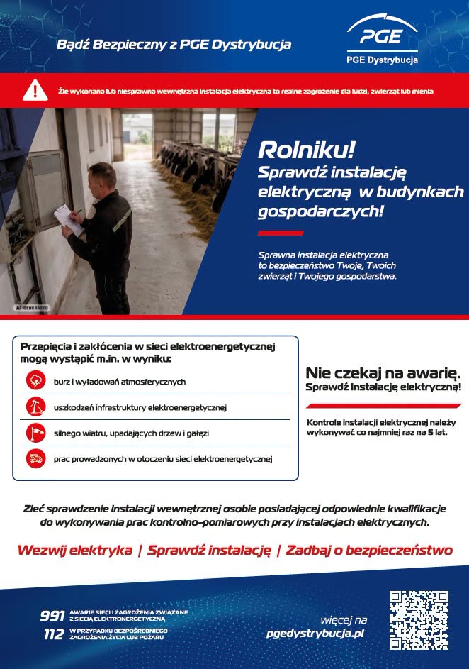 Rolniku! Sprawdź instalacje elektryczną w budynkach gospodarczych!